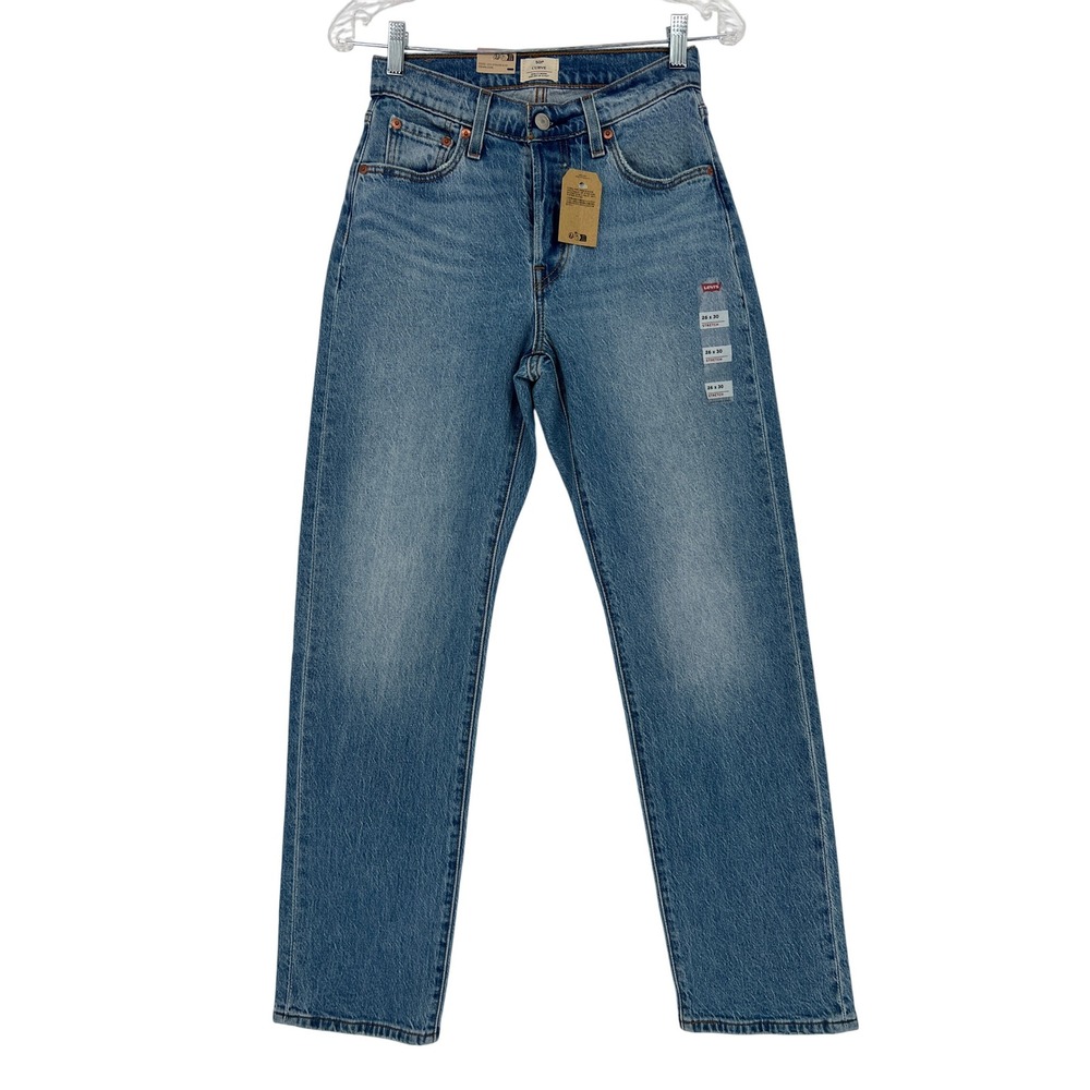 Levis 501 Curve High Rise Straight Leg Stretch Jeans Womens 26x30 Button Fly